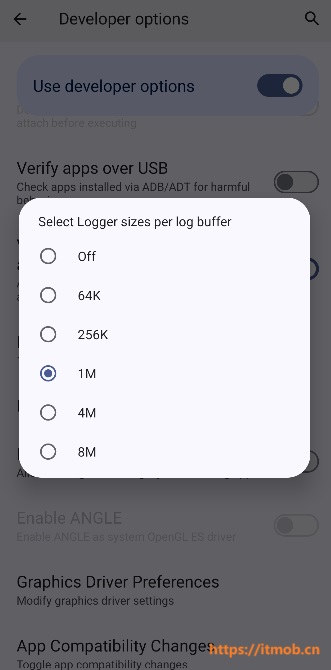 Select logger sizes per log buffer